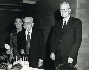 Dr. O.P. Chitwood, Professor Emeritus of History (right); Dr. Albert M. Reese and  Mrs. Reese (left).