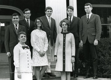 First row, left to right: Kay Mills, Brenda Nichols, Nancy Davenport. Second row: Art Meade, Mike Jarrel, Larry Rowe, Bill Powell and Dave Williams. Absent: Miles Bell, Cathy Chenaweth, Russ Clounges, Susan Holt, Veronica Jacoby, and Barbara Tsoracaris.