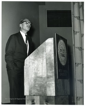 'Famed CBS correspondent Richard C. Hottelet is shown speaking at a Mar. 13, 1967 International Emphasis Series program.'