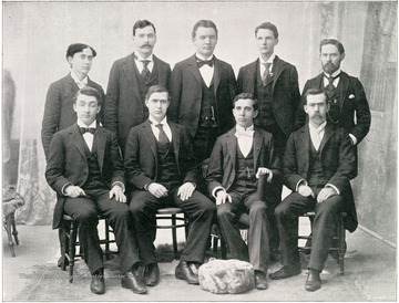 Seated from left to right: Nelson, Ice, Moore, Brooks. Standing from left to right: Alderson, Bruner, Staniford, Knutti, Stout.