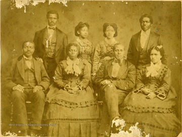 From left to right in the upper row standing is Robert Trent, Portia Lovett, Mary Ella Dixon, and Charlie Hale. Sitting from left to right is Walter Johnson, Alberta Redmond, Hamilton Keys, and Marcia Lovett. First concert was given in Buffalo, N.Y., May 2, 1873. They gave 40 concerts in the principal cities between Buffalo and Utica, going home, July 5, 1873.