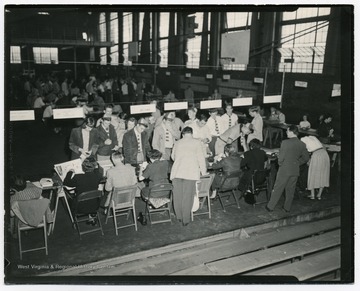 A scene from registration day at the Field House on Beechurst Avenue.