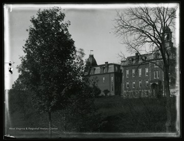 A view of Martin Hall (right) and Woodburn Hall (left).