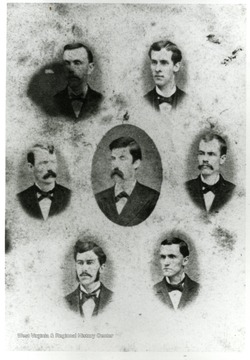 A composite of WVU class of 1878 portraits.