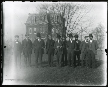 Students of junior Geology class in Fall 1896; one individual is identified as Fred E. Clark.