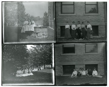 Four pictures depicting students in different occasions around Martin Hall.