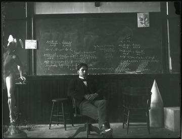 Senior student Harry Laughhead in a classroom. 