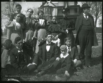 'Faculty 1897 Romine, Konrad, White, James W. Hartigan (bio &amp; athletics), R. H. Douthat (ancient lang.) wife &amp; child, Mrs. Wood, Bernhardt &amp; Bennett.'  