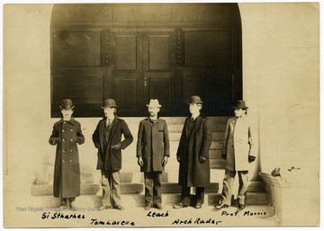 Class of 1895 civil engineering class: from left to right: Si Sthathes; Tom Lavelle; Leach; Arch Rader and Prof. Russell 'Sport' Morris.  