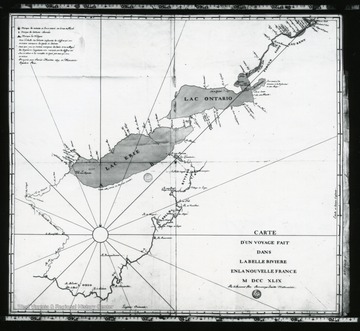 'Carte d'un Voyage Fait Dans La Belle Riviere En la Nouvelle France M DCC XLIX.  Par la Reverend Pere Bonnecamps, Jesuitte Mathematician.'