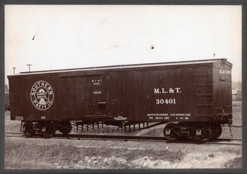 'Built by the Ensign Manufacturing Co. in Huntington, W. Va. (Cabell County) April 19, 1899.  It is important to note that both the Southern Pacific and Chesapeake and Ohio were owned by  Collis P. Huntington and seeing railroad equipment to be used out West but built in Huntington was not uncommon.'