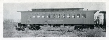 'This coach was built in 1860, cost $6,036.00; used by Virginia Central during Civil War and was one of the first passenger coaches used by C&amp;O in W. Va.; used in shop train at Huntington for many years.  It is scrapped in 1931.'