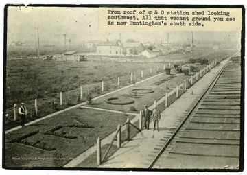 'From roof of C.&amp; O. station shed looking southwest.  All that vacant ground you see is now Huntington's south side.'