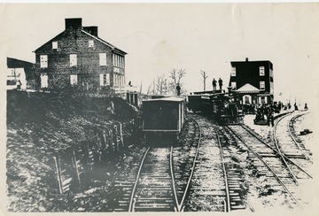 'Scenes at Hanover Junction (Now Doswell) Virginia during the war between the states, showing Virginia Central Tracks, photo by Brady.  Page 95, book Lincoln Camera Man, Matthew B Brady by Roy Meredith shows this picture over inscription Burke Station, O. &amp; A., R.R..'