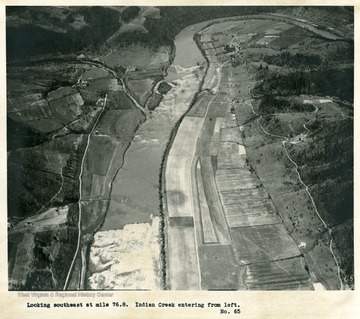 'Looking southeast at mile 76.8.  Indian Creek entering from left.'