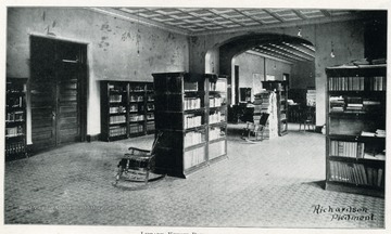 An interior view of the Library at Preparatory school of West Virginia University at Keyser (Mineral County), West Virginia.