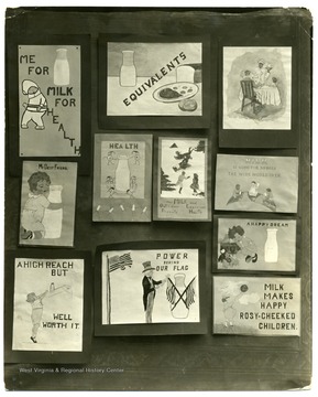 A display of Milk promotion posters.