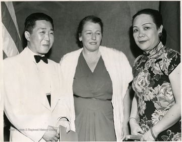 'Dr. Wei Tao-Ming, Chinese Ambassador to the U.S., Madame Tao-Ming, and novelist Pearl S. Buck (Center) are shown as they attended a special performance of the motion picture, "Dragon Seed", at Radio City Music Hall tonight (August 1st).  Adapted from Miss Buck's best-selling novel of the same name, the film depicts the heroic struggle of the Chinese against Japanese Aggression.  The performance was held for the benefit of the East and West Association, of which Miss Buck is president.