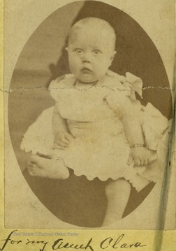 A portrait of Baby Evelyn Stanley, seven months and eight days old, from the Ellison-Dunlap families collection, Monroe County.