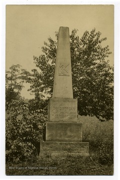 'Erected in Memory  DAVID MORGAN  Directly Upon The Ground of His Famous Encounter With Two Indians  Mar 1_74.'