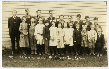 Portrait of Students of Lick Run School with J. F. Beatty (Teacher).