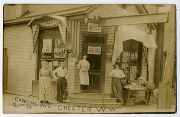 A general store on a corner of Caroline Ave. and the 2nd Street in Chester, Hancock County, W. Va.