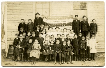 Group portrait of students and teachers at Mars Hill School, probably in Frostburg, Md.