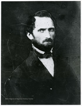 'This is a copy of an actual ambrotype, owned by Mrs. Julia Preston, granddaughter of "Stonewall Jackson." It is one of three varied sittings made in New Orleans, about July 20, 1848, on way back from Mexico. (Copied by Dumez of Charleston Gazette, - small printed retouched) What appears to be a companion portrait made at same time, see facing page 144, Chases Stonewall Jackson, 1901. Has a captain coat, open, civilian collar, six buttons show.'