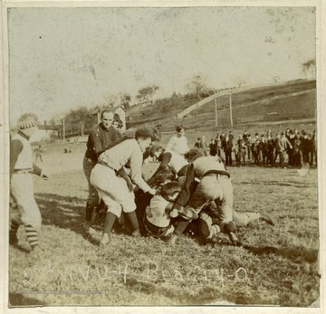 A scene from WVU football game against Bean'ry: 4 to 0.