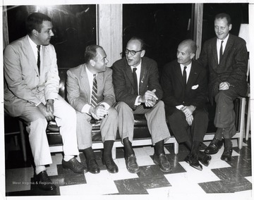 A photograph of Senator Hoblitzell (second from right) and Stanley Cox (left) seated with others. State Republican Executive Committee.