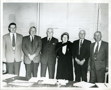 From left to right: Donald G. Lazzelle, Jr.; J. O. Knapp; A. S. Fleming; Mrs. C. P. Stout; Chauncey D. Price and Milton M. Tyree.