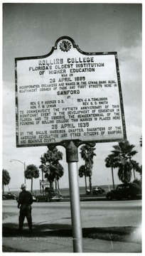 The marker of Rollins College, Florida's oldest institution of higher education.
