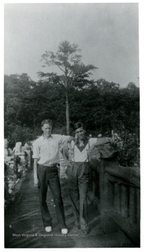 Riffle and Mitchell on bridge leading to Cooper's Rock: CCC 88.