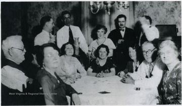 ' Far L seated Mr. Keefe, far R seated Eleanor Keefe, 3rd R seated Margaret Helen Blume, standing L-R: Gerald Keefe, George Reese, Irene Keefe Blume,and Walter Gerald Blume.'