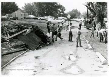 Shown here is the tornado damaged entrance to Methodist church, Bridgeport, W. Va.