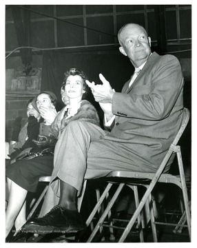 From left to right, Unknown, Unknown, Senator John D. Hoblitzell, Jr., Mrs. Cecil Underwood and President Dwight Eisenhower.