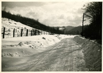 A snow covered Gauley River Road to Bergoo Mine #6 in Webster County.