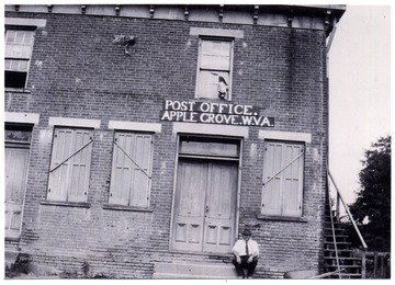 'The man on the steps is the maternal uncle of Otis Stribling Young, Jr., Malcom Beckley Meridith (of Morgantown, W. Va., and the son of Clinton and Marion Maxwell Meridith).