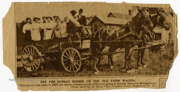 'This picture was taken 1907 and shows a family group of Dorsey's going to Sunday School at Morgantown'