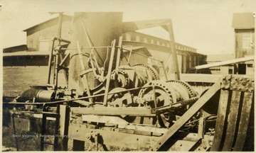 'M. M &amp; D. D. Brown logging equipment brought into Elkins, W. Va., yard near sawmill for storage and reshipment to Spring Creek, W. Va.'.