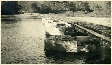 'M. M. and D. D. Brown submarine railroad bridge across Cheat River near Stone House, Randolph County, W. Va.'.