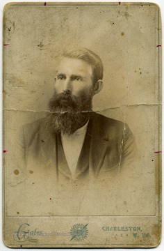 From "Beckley U.S.A." by Harlow Warren, p. 495, vol. 2. In book: "James Wesley Harper, Sheriff Raleigh County 1884-1888" (p. 495). On back of portrait: Sheriff 1884-1888 James Wesley Harper."