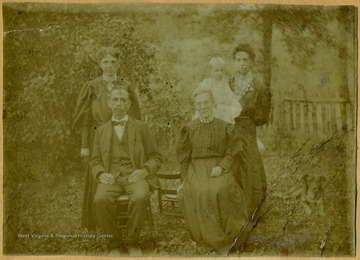 From "Beckley U.S.A." by Harlow Warren. On front of portrait: "Mr. and Mrs. M. W. Arritt (Salt Sulphur) Myrtle (Kerma Arritt) John and his mother Annie Arritt Hull. about 1910."