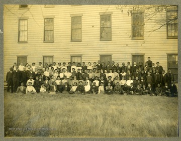 Group photo of students and faculty of Storer College in front of building.