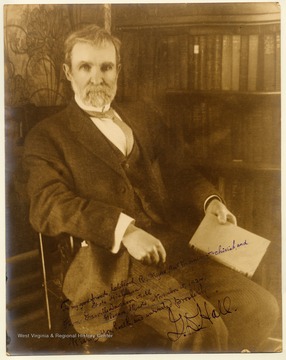 Signed portrait of Granville Davisson Hall who participated in the formation of the state of West Virginia and authored, "The Rending of Virginia".