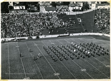 1955-1956 WVU Marching Band halftime field show.