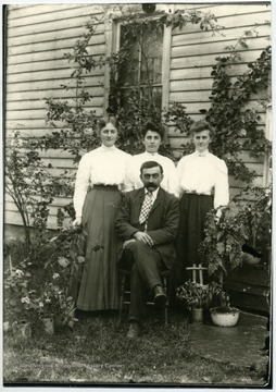 Left to right: Nellie Daetwyler Been, Emma Daetwyler Cutright, Lena Daetwyler Suesli--sisters, Emil Daetwyler.