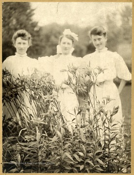 Three sisters, posing in a garden, all became teachers.