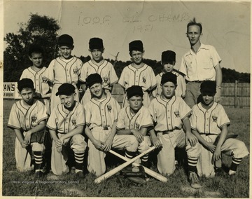 Unidentified members of I.O.O.F. Little League Baseball Team Champs. 