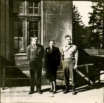 Left to right: Major Elmer Prince of Morgantown, W. Va., Mrs. J. G. Arnold of Munich, Germany, Sargent Johnson of Charleston, W. Va.